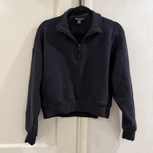 NWOT Athleta Black Cropped Long Sleeve Quarter-Zip Pullover Sweater - Small